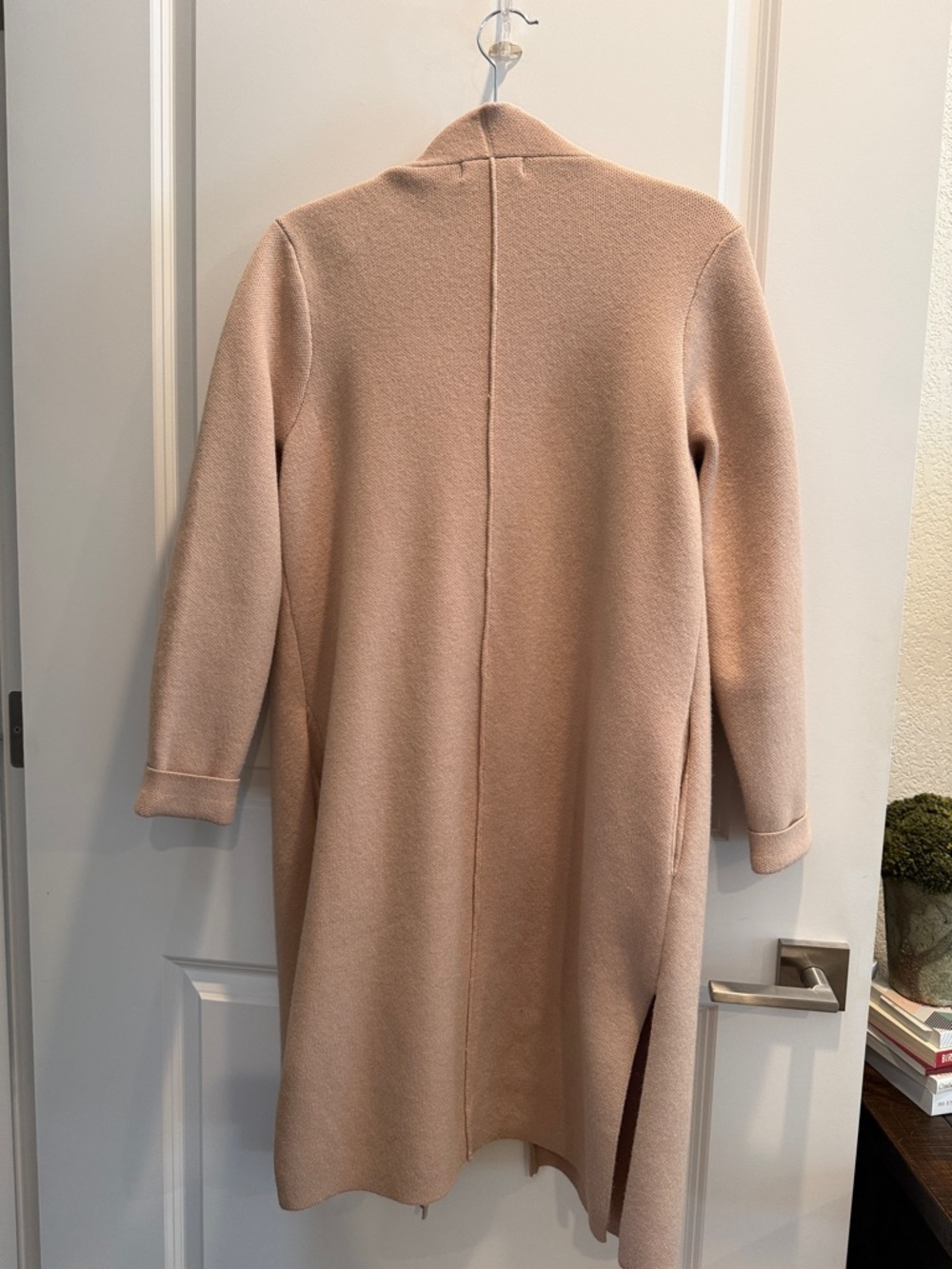 Open-Front Trench Knit Coat in Tan - Picture 2 of 2